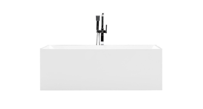 Contemporary White Acrylic Freestanding Soaking Bathtub 67"