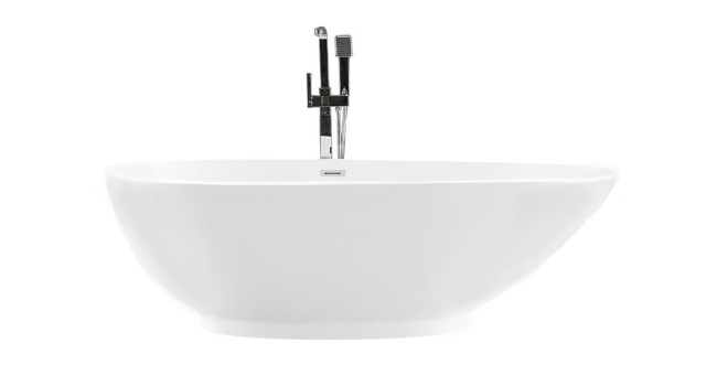 White Acrylic Contemporary Freestanding Soaking Bathtub 75"